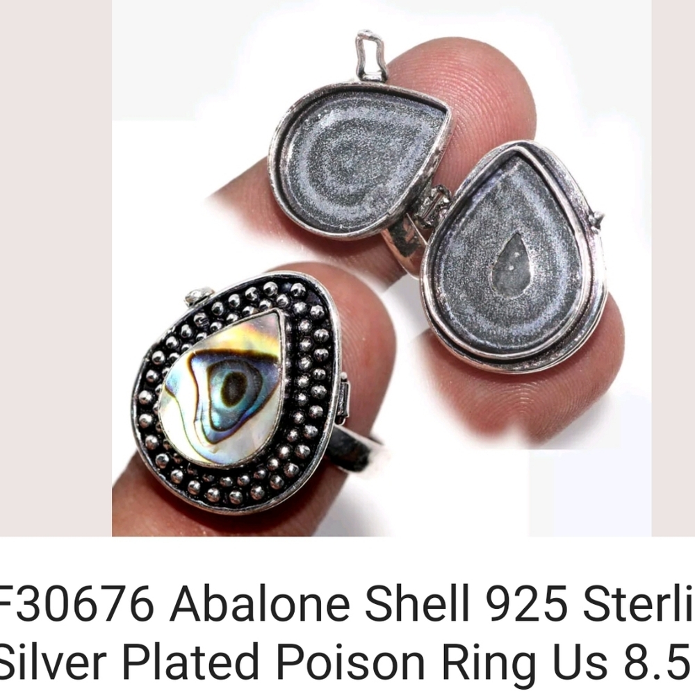 Vintage Abalone shell "poison" ring. - Picture 2 of 2
